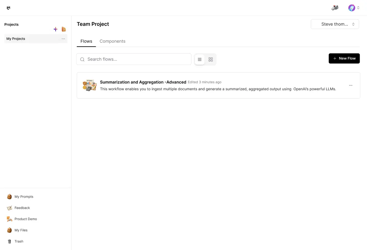 Centralized workflow library interface showing stored and reusable workflows